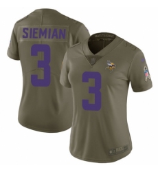Women's Nike Minnesota Vikings #3 Trevor Siemian Limited Olive 2017 Salute to Service NFL Jersey
