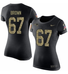 NFL Women's Nike New England Patriots #67 Trent Brown Black Camo Salute to Service T-Shirt
