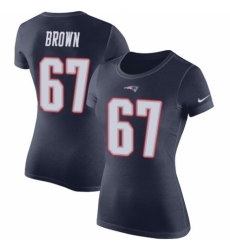 NFL Women's Nike New England Patriots #67 Trent Brown Navy Blue Rush Pride Name & Number T-Shirt