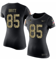 NFL Women's Nike New England Patriots #85 Kenny Britt Black Camo Salute to Service T-Shirt