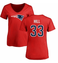NFL Women's Nike New England Patriots #33 Jeremy Hill Red Name & Number Logo Slim Fit T-Shirt