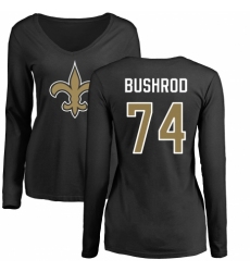NFL Women's Nike New Orleans Saints #74 Jermon Bushrod Black Name & Number Logo Slim Fit Long Sleeve T-Shirt