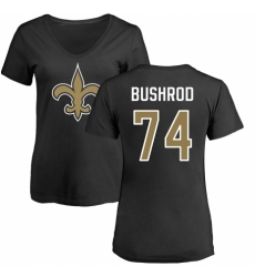 NFL Women's Nike New Orleans Saints #74 Jermon Bushrod Black Name & Number Logo Slim Fit T-Shirt