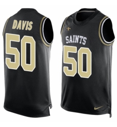 Men's Nike New Orleans Saints #50 DeMario Davis Limited Black Player Name & Number Tank Top NFL Jersey