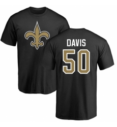 NFL Nike New Orleans Saints #50 DeMario Davis Black Name & Number Logo T-Shirt