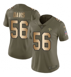 Women's Nike New Orleans Saints #56 DeMario Davis Limited Olive Gold 2017 Salute to Service NFL Jersey