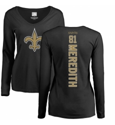 NFL Women's Nike New Orleans Saints #81 Cameron Meredith Black Backer Slim Fit Long Sleeve T-Shirt