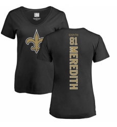 NFL Women's Nike New Orleans Saints #81 Cameron Meredith Black Backer Slim Fit T-Shirt