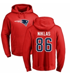 NFL Nike New England Patriots #86 Troy Niklas Red Name & Number Logo Pullover Hoodie