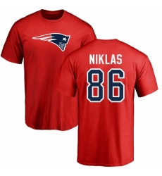 NFL Nike New England Patriots #86 Troy Niklas Red Name & Number Logo T-Shirt