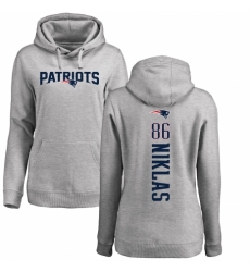 NFL Women's Nike New England Patriots #86 Troy Niklas Ash Backer Pullover Hoodie