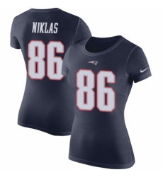 NFL Women's Nike New England Patriots #86 Troy Niklas Navy Blue Rush Pride Name & Number T-Shirt