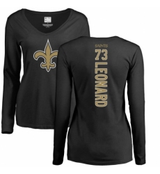 NFL Women's Nike New Orleans Saints #73 Rick Leonard Black Backer Slim Fit Long Sleeve T-Shirt