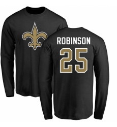 NFL Nike New Orleans Saints #25 Patrick Robinson Black Name & Number Logo Long Sleeve T-Shirt