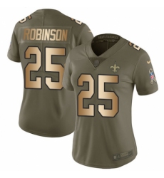 Women's Nike New Orleans Saints #25 Patrick Robinson Limited Olive/Gold 2017 Salute to Service NFL Jersey