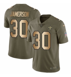 Men's Nike New Orleans Saints #30 Natrell Jamerson Limited Olive/Gold 2017 Salute to Service NFL Jersey