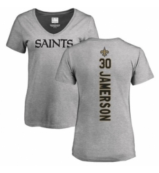 NFL Women's Nike New Orleans Saints #30 Natrell Jamerson Ash Backer V-Neck T-Shirt