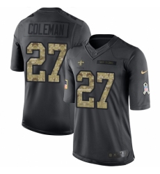 Men's Nike New Orleans Saints #27 Kurt Coleman Limited Black 2016 Salute to Service NFL Jersey