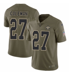 Men's Nike New Orleans Saints #27 Kurt Coleman Limited Olive 2017 Salute to Service NFL Jersey