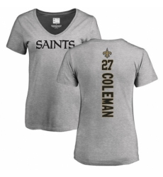 NFL Women's Nike New Orleans Saints #27 Kurt Coleman Ash Backer V-Neck T-Shirt