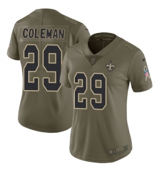 Women's Nike New Orleans Saints #29 Kurt Coleman Limited Olive 2017 Salute to Service NFL Jersey