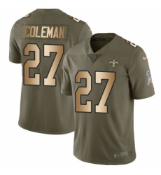 Youth Nike New Orleans Saints #27 Kurt Coleman Limited Olive/Gold 2017 Salute to Service NFL Jersey