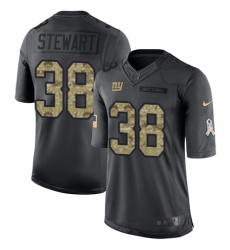 Men's Nike New York Giants #38 Jonathan Stewart Limited Black 2016 Salute to Service NFL Jersey