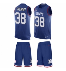 Men's Nike New York Giants #38 Jonathan Stewart Limited Royal Blue Tank Top Suit NFL Jersey