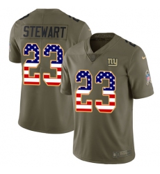 Youth Nike New York Giants #23 Jonathan Stewart Limited Olive USA Flag 2017 Salute to Service NFL Jersey