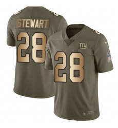 Youth Nike New York Giants #28 Jonathan Stewart Limited Olive Gold 2017 Salute to Service NFL Jersey