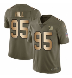 Youth Nike New York Giants #95 B.J. Hill Limited Olive/Gold 2017 Salute to Service NFL Jersey