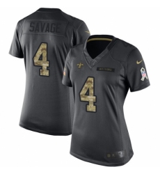 Women's Nike New Orleans Saints #4 Tom Savage Limited Black 2016 Salute to Service NFL Jersey