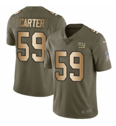 Men's Nike New York Giants #59 Lorenzo Carter Limited Olive/Gold 2017 Salute to Service NFL Jersey