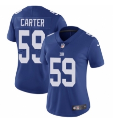 Women's Nike New York Giants #59 Lorenzo Carter Royal Blue Team Color Vapor Untouchable Elite Player NFL Jersey