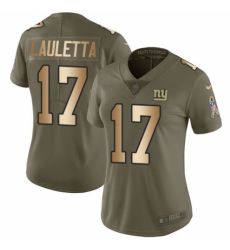 Women's Nike New York Giants #17 Kyle Lauletta Limited Olive/Gold 2017 Salute to Service NFL Jersey