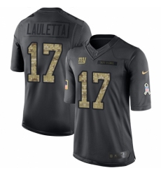 Youth Nike New York Giants #17 Kyle Lauletta Limited Black 2016 Salute to Service NFL Jersey