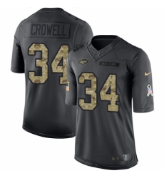 Men's Nike New York Jets #34 Isaiah Crowell Limited Black 2016 Salute to Service NFL Jersey