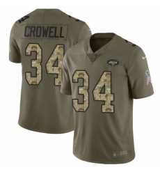 Men's Nike New York Jets #34 Isaiah Crowell Limited Olive/Camo 2017 Salute to Service NFL Jersey