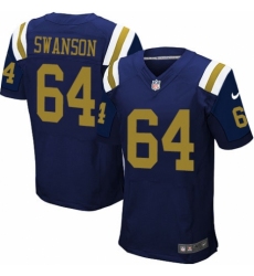 Men's Nike New York Jets #64 Travis Swanson Elite Navy Blue Alternate NFL Jersey