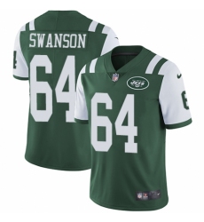 Men's Nike New York Jets #64 Travis Swanson Green Team Color Vapor Untouchable Limited Player NFL Jersey