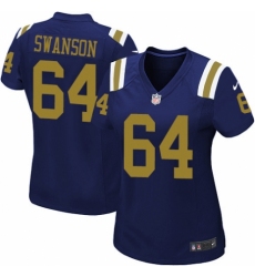Women's Nike New York Jets #64 Travis Swanson Game Navy Blue Alternate NFL Jersey