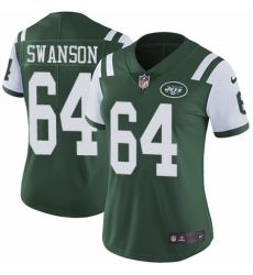 Women's Nike New York Jets #64 Travis Swanson Green Team Color Vapor Untouchable Limited Player NFL Jersey