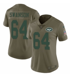Women's Nike New York Jets #64 Travis Swanson Limited Olive 2017 Salute to Service NFL Jersey