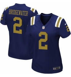 Women's Nike New York Jets #2 Teddy Bridgewater Game Navy Blue Alternate NFL Jersey