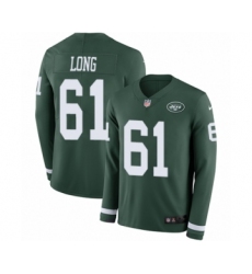 Men's Nike New York Jets #61 Spencer Long Limited Green Therma Long Sleeve NFL Jersey