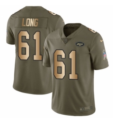 Men's Nike New York Jets #61 Spencer Long Limited Olive/Gold 2017 Salute to Service NFL Jersey