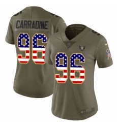 Women's Nike Oakland Raiders #96 Cornellius Carradine Limited Olive/USA Flag 2017 Salute to Service NFL Jersey