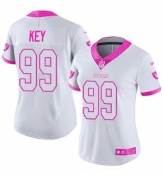 Women's Nike Oakland Raiders #99 Arden Key Limited White/Pink Rush Fashion NFL Jersey