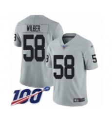 Men's Oakland Raiders #58 Kyle Wilber Limited Silver Inverted Legend 100th Season Football Jersey