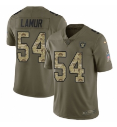 Youth Nike Oakland Raiders #54 Emmanuel Lamur Limited Olive/Camo 2017 Salute to Service NFL Jersey
